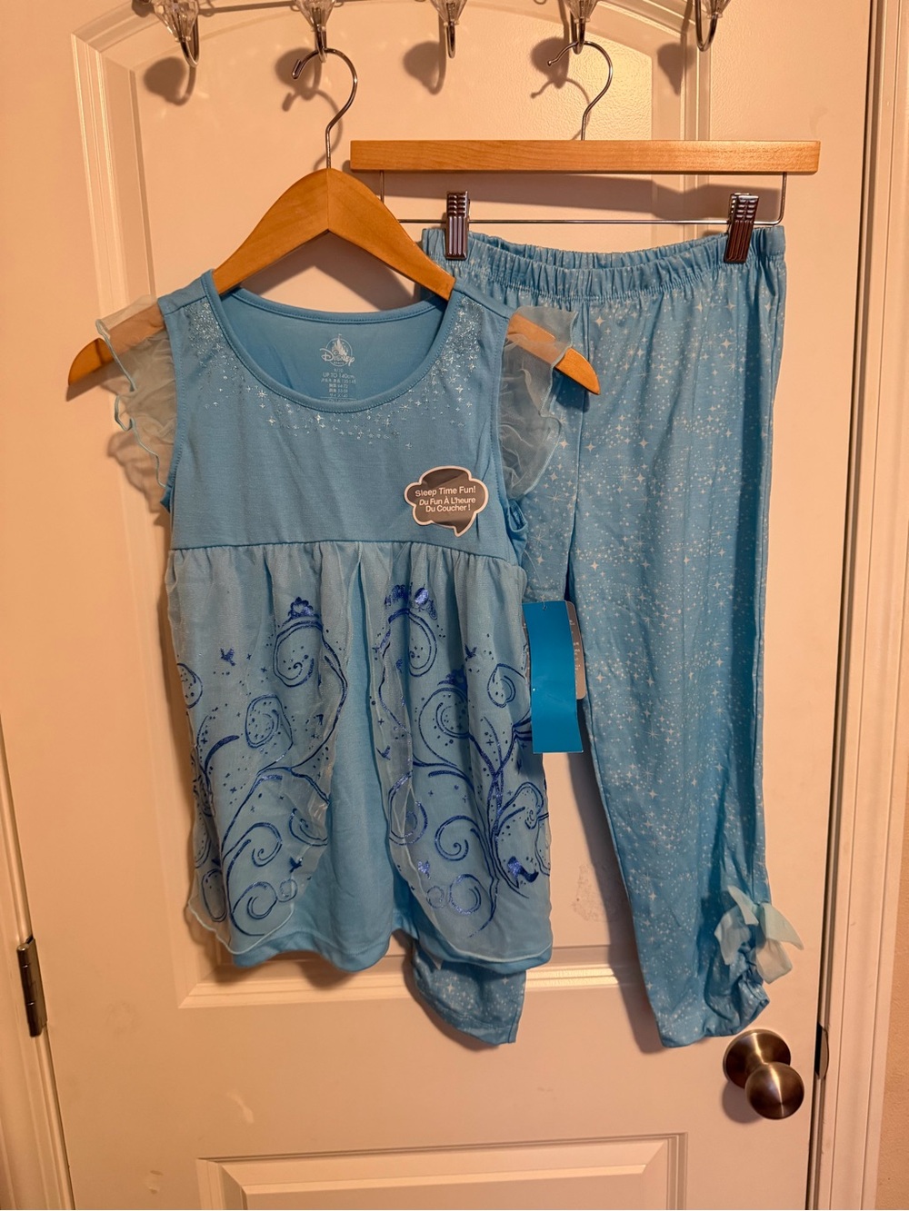 Disney Light Blue Cinderella themed Sparkle Girls' Pajama Set